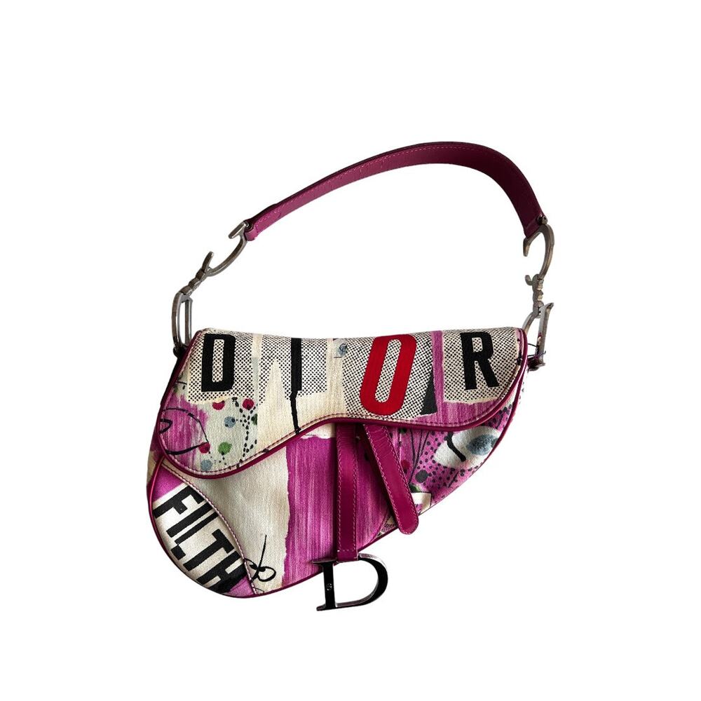 Vintage Christian Dior Canvas Filth Saddle Bag